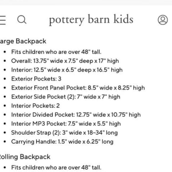 Pottery Barn Kids Backpack With “Cameron” Embroidery. - Picture 4 of 4